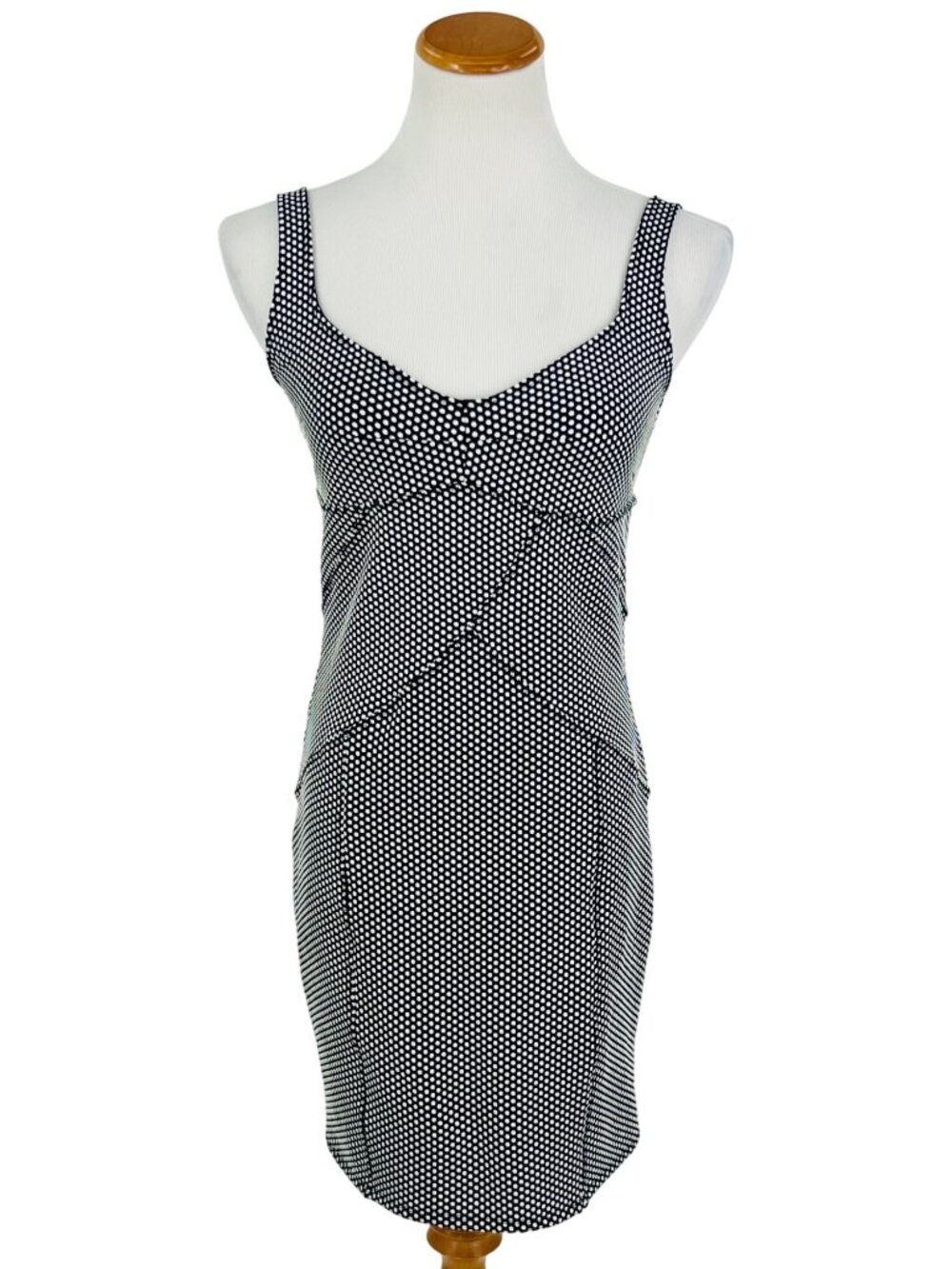 Free People Black White Polka Dot Bodycon Mini Dress L | Indie Sleaze Y2K Baddie - Picture 2 of 16